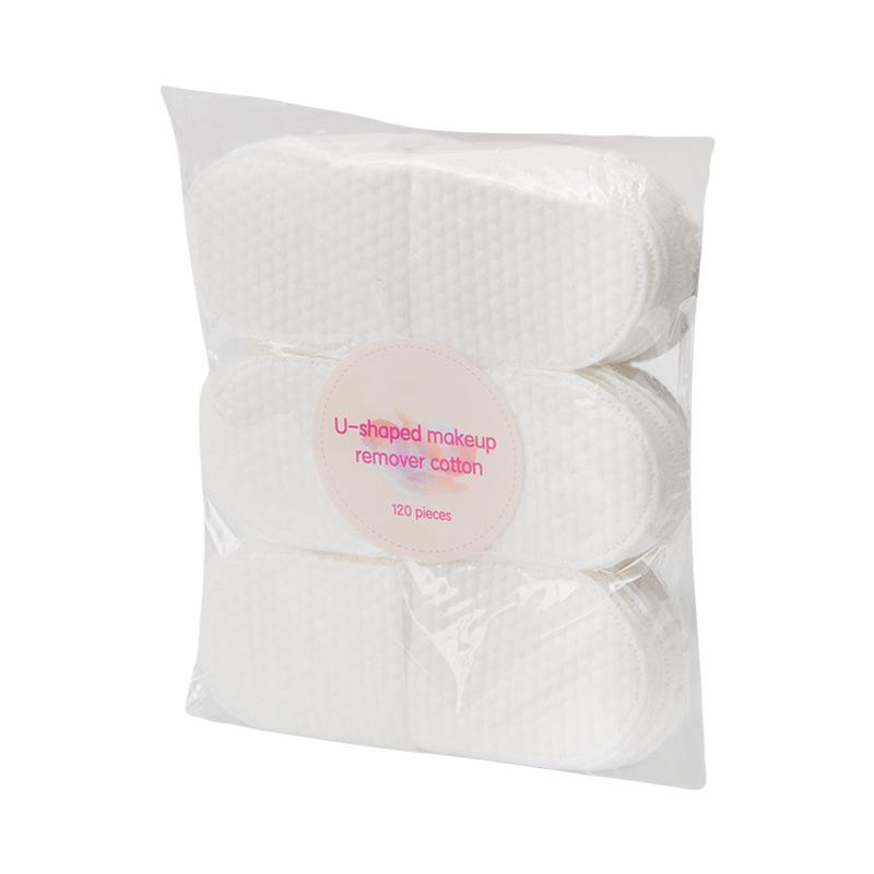U-shaped Pocket Finger Cover Cotton Pad Hand-inserted Makeup Remover Cotton Pocket Pearl Pattern Oral Cleaning Cotton Bag 120 Pieces