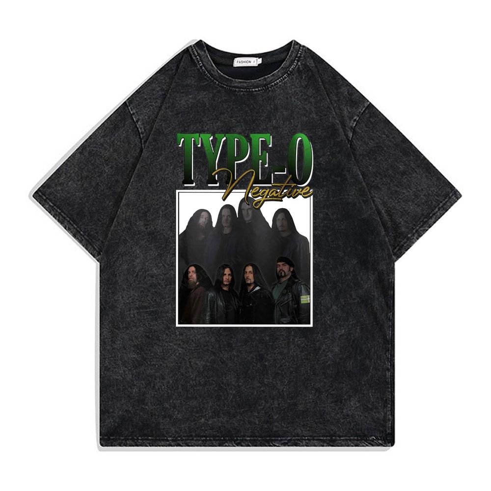 Washed Vintage Rock Band Type O Negative Rip Peter Steele Tribute T Shirt Male Casual Oversized Tshirt Mens Rocker Streetwear