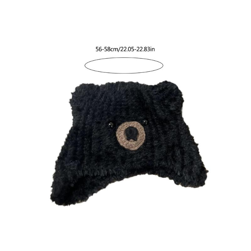 Cartoon Bear Plush Hat Adjustable Headwear Unisex Fashion Warm Lovely Hat for Adults and Kids