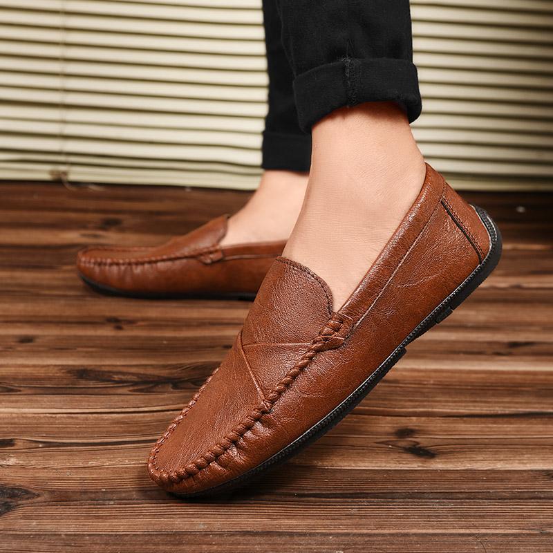 Lightweight Men'S Flat Shoes Comfortable Retro Style Work Leisure Business Office Adult Leather Shoes New Versatile Black