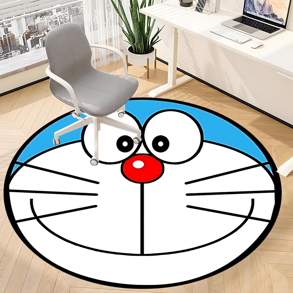 1pc Doraemon Robot Office Round Area Rug, Indoor Mat Suitable For Office, Bedroom Living Room Home Decor, Room Deco, Offic a0928181