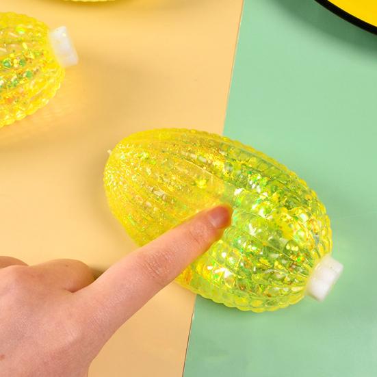 Glitter Corn Squeeze Toy Slow-Rising TPR Fidget for Stress Relief Realistic Vegetable-Shaped Decompression Gadget for Kids Adults