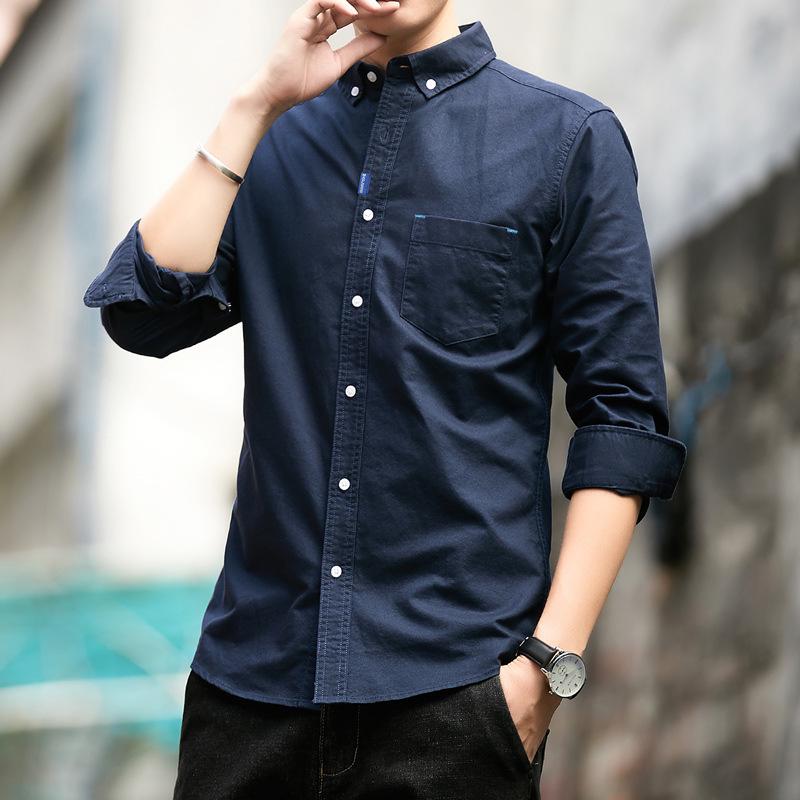 

2025 High-End Men s Trendy Cotton Long Sleeve Shirt & Jacket 2XL темно-синього кольору