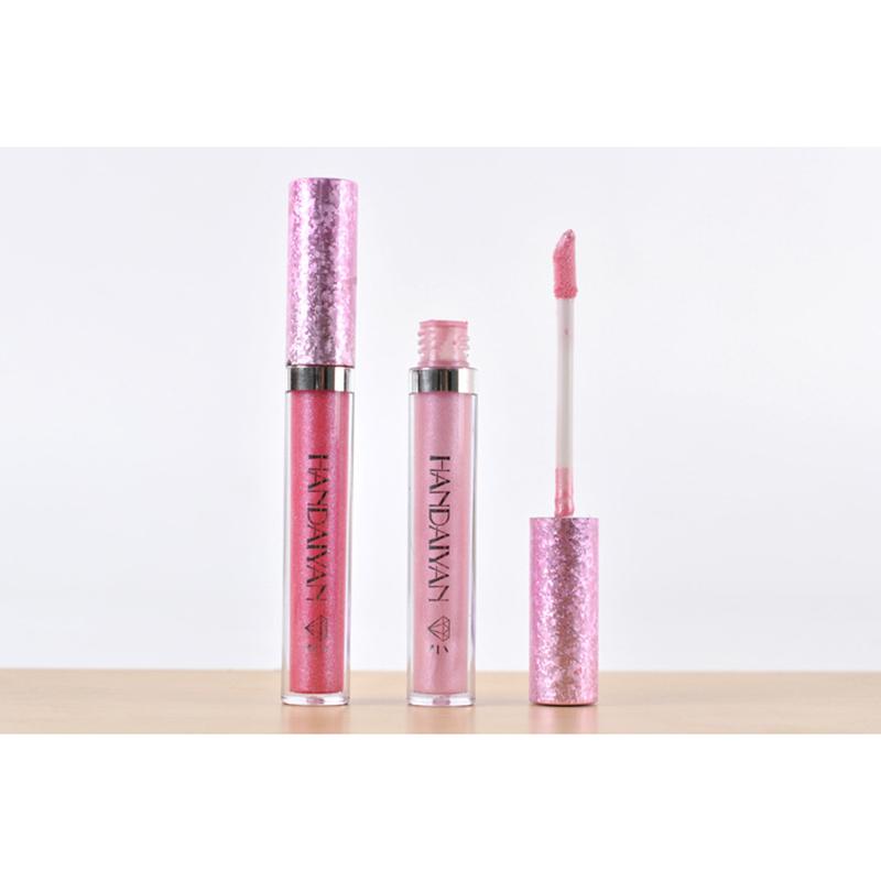 HANDAIYAN 6 Farben glänzender Lipgloss, langlebig, glitzernd, rot, nackt, Lippenstift, flüssig, wasserdicht, befeuchtet Kristall-Lipgloss-Make-up