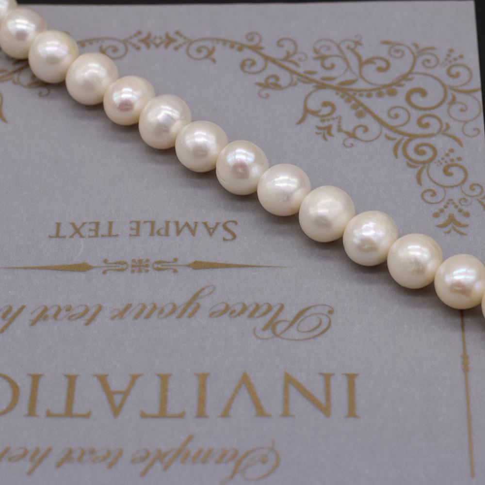 1String, White Near Round Pearl 9-10mm, Fashion Women Natural Freshwater Pearl Beads for Jewelry Making DIY Crafts, Luxury Bulk Gifts 36cm