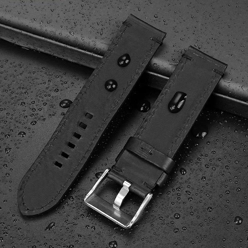 For TUDOR Black Bay Qicheng Bronze Little Red Flower Zenith Vintage Genuine Leather Watch Strap Men 22mm 23mm Cowhide Wristband