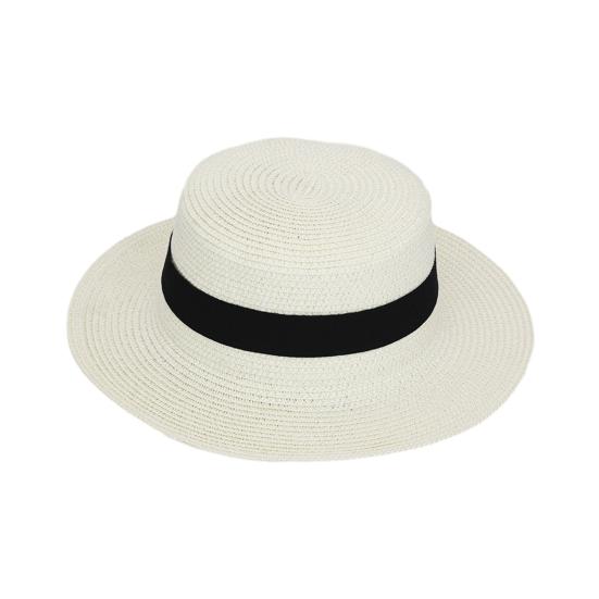 Beach Hat with Wrap-Around Brim, UV Protection Breathable Natural Straw Hat, Flat Top Summer Sun Hat for Beach Vacation Tropical Travel Outdoor