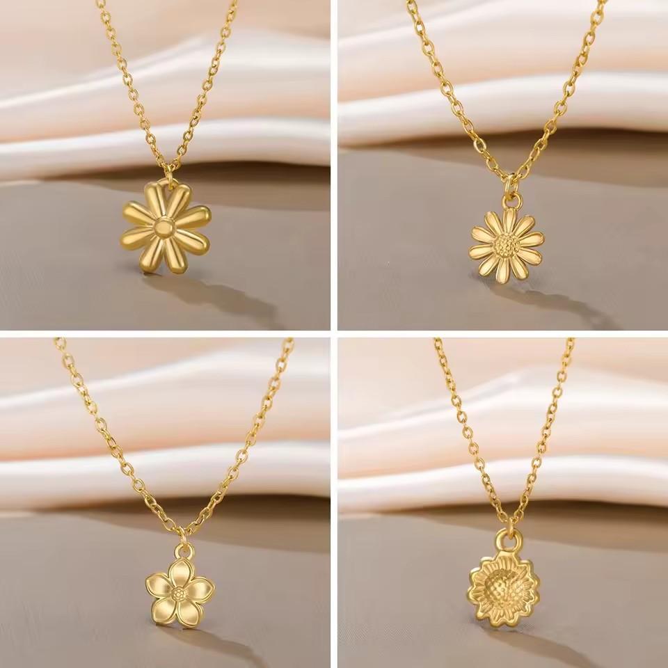 Daisy Sunflower Pendant Necklace Floral Jewelry Gift For Women And Girls