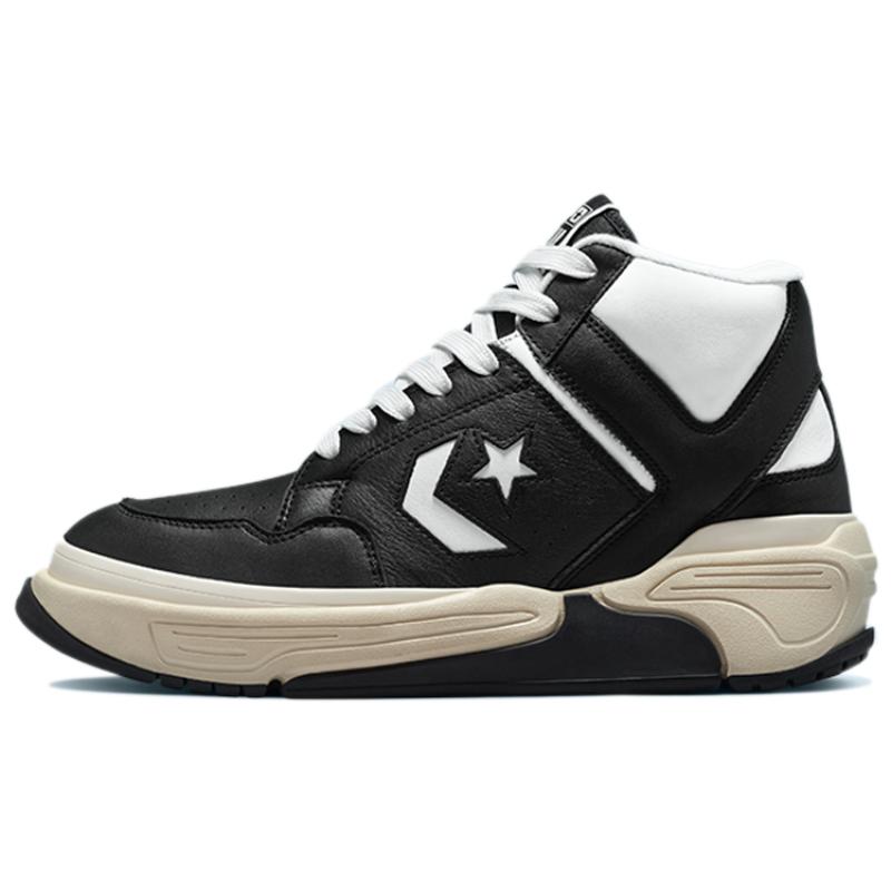 Converse Weapon Series CX Double Layer Cow Leather Comfortable Daily High-top Retro Basketball Shoes Unisex Black White