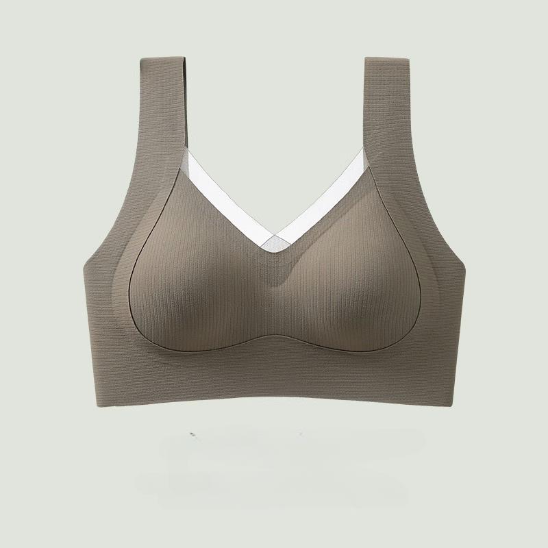 

Бесшовное и обнаженное на ощупь сетчатое нижнее белье с пряжкой, цельный бюстгальтер без стального кольца 2XL дубильная кора