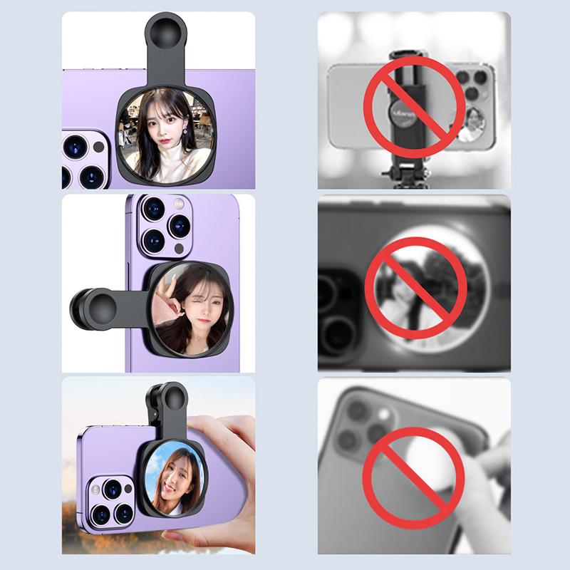Smartphone-Kameraspiegel-Reflexionsclip-Kit Tragbarer Handy-Kameraspiegelclip mit Aufbewahrungstasche Telefon-Selfie-Rückspiegel