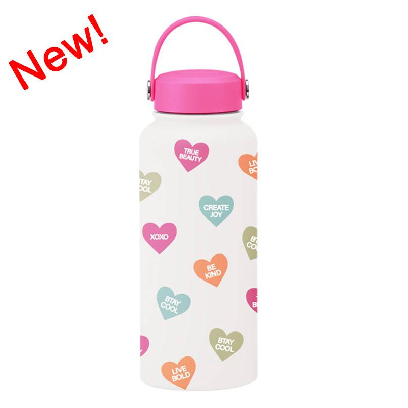 1L Thermos Cup Large Capacity Wide Mouth Portable Vacuum Sports Kettle Outdoor Printing Water Cup Female