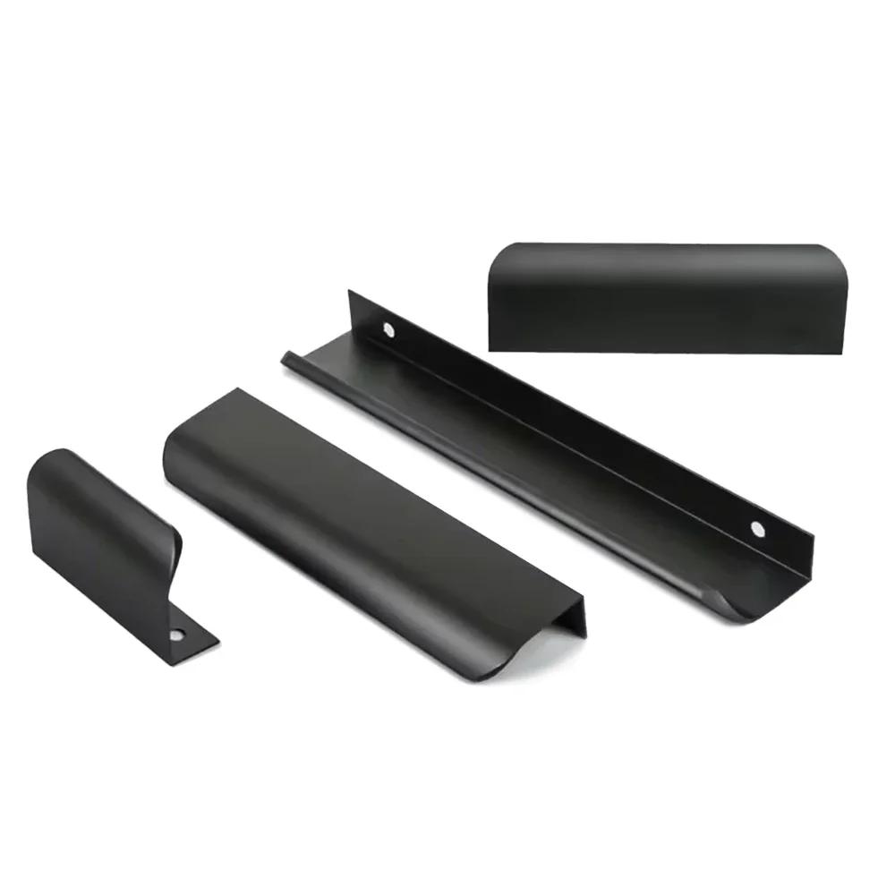 Gold Black Hidden Handles Long Kitchen Cabinet Pulls Drawer Knobs Aluminum Alloy Furniture Handles Cupboard Pulls Wardrobe Pulls