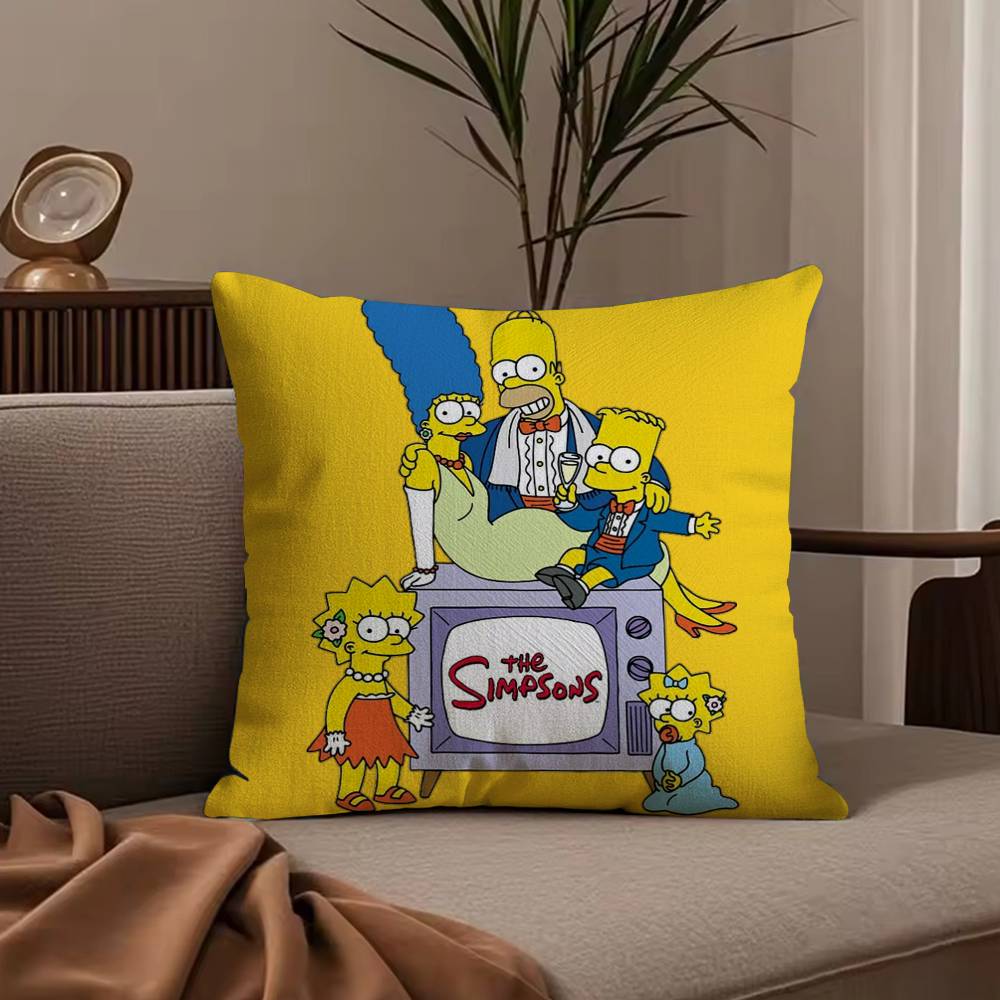 Cartoon The S-Simpsons Pillow Case Anti-dustmite Pillowcase Invisible Zipper Silky Short Plush Sofa Cushion Cover