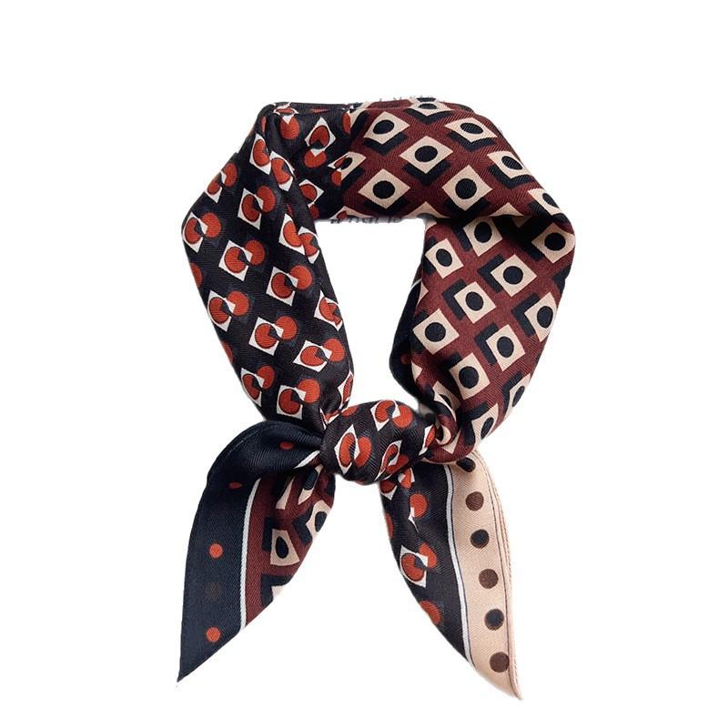 Korean retro plaid small square scarf silk scarf women's summer versatile thin breathable shawl headscarf decorative scarf scarf