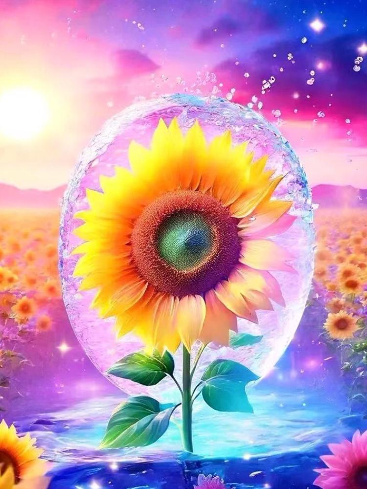 DIY Sunflower Flower Mosaic Picture 5D Cross Stitch Diamond Painting Full Square Round Rhinestone Embroidery Puzzle Home Decor