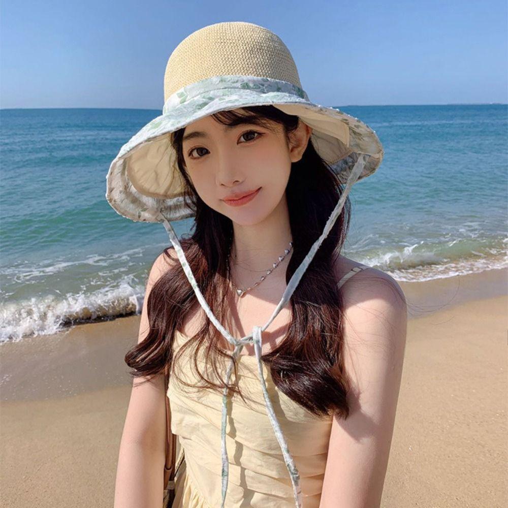 Spring Summer Straw Sun Hat French Style Women's Sun Hat Elegant Seaside Beach Cap  Outdoor