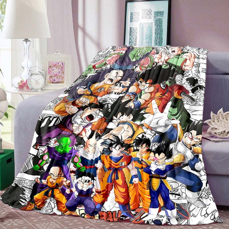 Dragon Ball Anime Print Blanket Warm  Comfortable Flannel Blanket for Bedrooms, Sofas, Beds, Chairs, Picnics, Travel-LXR9