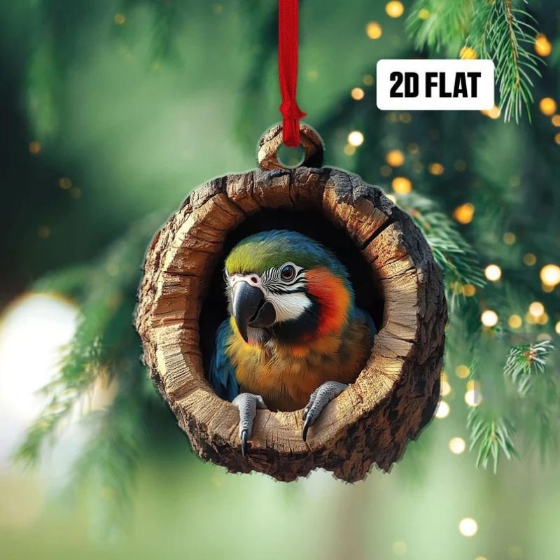 Neue Tier-Weihnachtsornamente 2D Flaches Acryl Vogelanhänger Eule Eichhörnchen Hase Anhänger Weihnachtsbaumdekoration Xmas Hängend