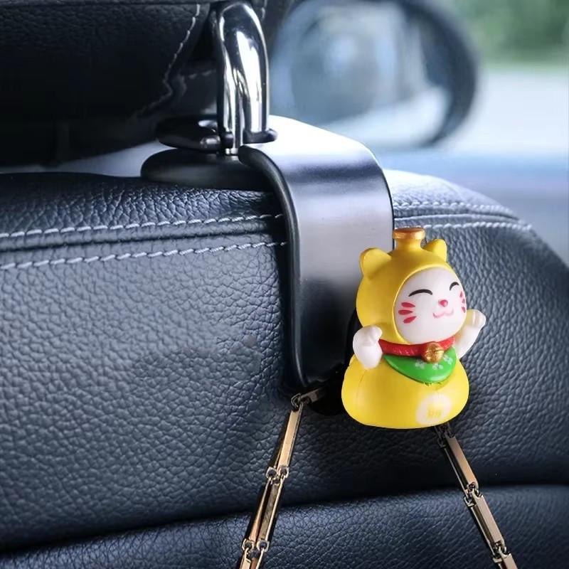 Car Seat Lucky Cat Back Hook Interior Supplies Car Seat Backrest Cutie Storage Car Accessories Decorative Adorns Creative Decor