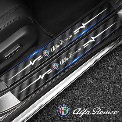 Car Door Sill Protector Sticker for Giulia 159 147 156 4C Stelvio Giulietta Mito Carbon Fiber Rear Tail Bumper Decals