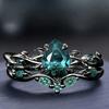 s/Set Fashion Black Gold Color Green Rhinestone Zircon Rings For Women Full Crystal Rings Wedding Engagement Jewelry Gifts