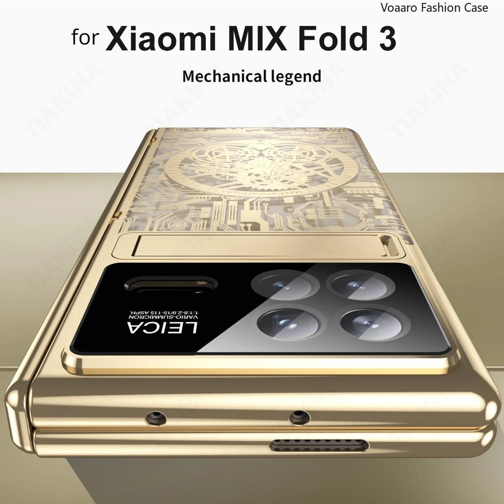 Luxury Kickstand Case for Xiaomi Mix Fold 3 Case Machine Plating Cover for Xiaomi Mix Fold 3 Hinge Case with Front Screen Film