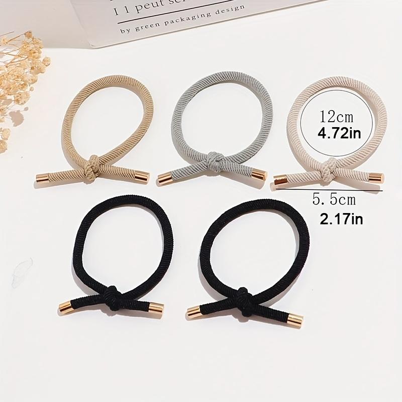 5pcs Simple High-elasticity Hair Ties with Bow, Available In Various Colors, Suitable for Daily Wear In All Seasons