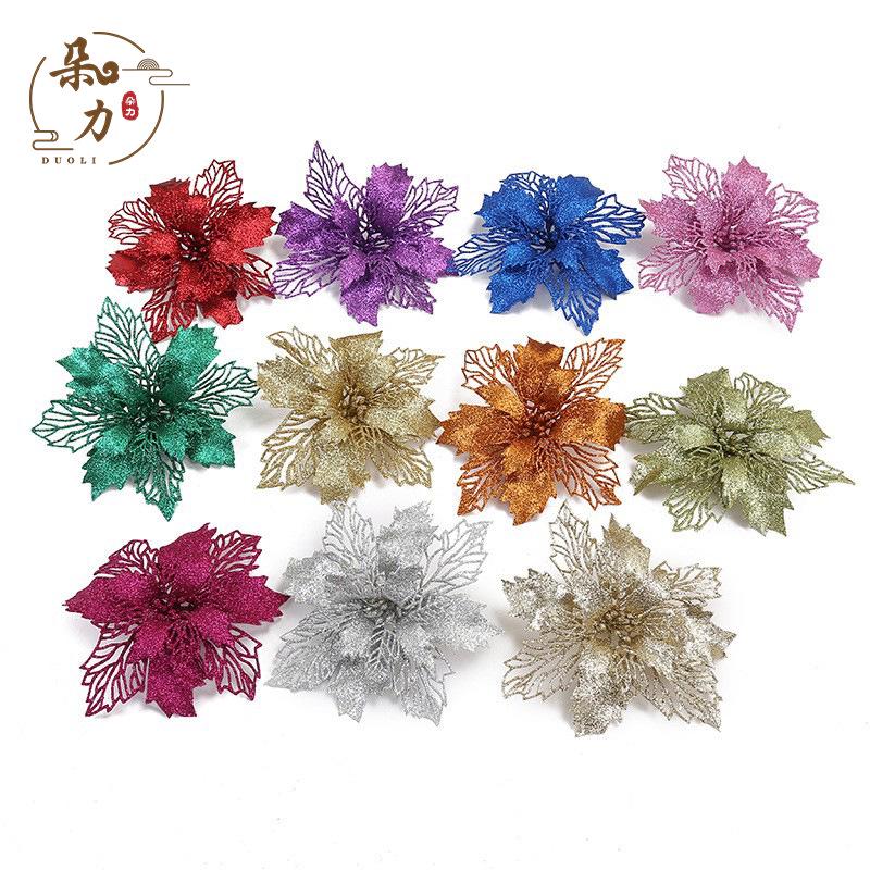 Fiore di Natale Vuoto Glitterato da 16 cm per Decorazione Fotografica