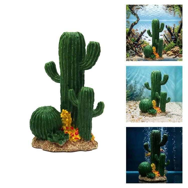 Simulation Cactus Statue Figure Fishtanks Decoration For Terrarium Reptiles Cage Shelter Climbing Toy Landscape Accessory