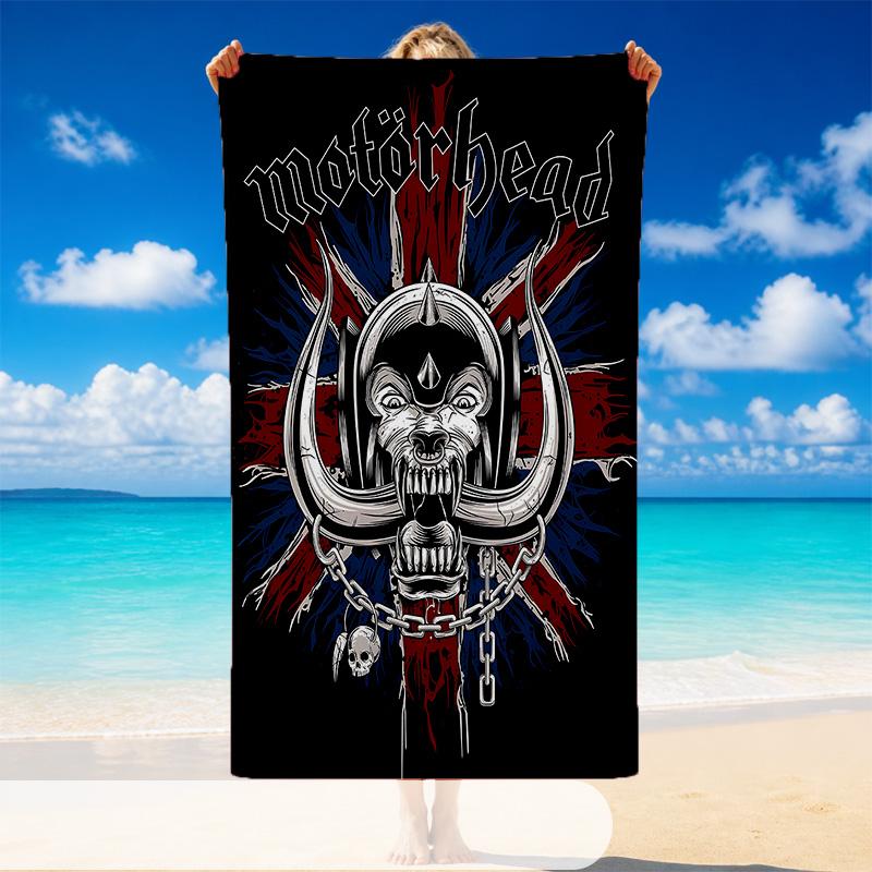 Quick Dry Beach Towel Motorhead Pattern, Lightweight Absorbent Towel for Pool Beach Vacation Use