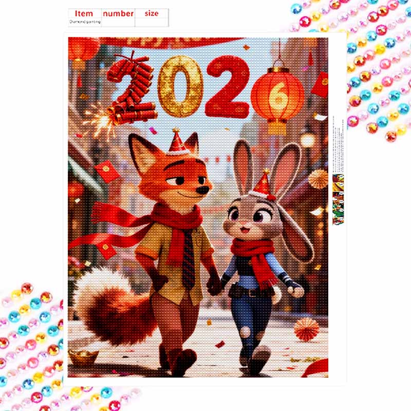 Disney diamond painting full of diamonds 5D Zootopia Nick Wilde Judy Hopps New Year diamond art home decoration creative handicrafts