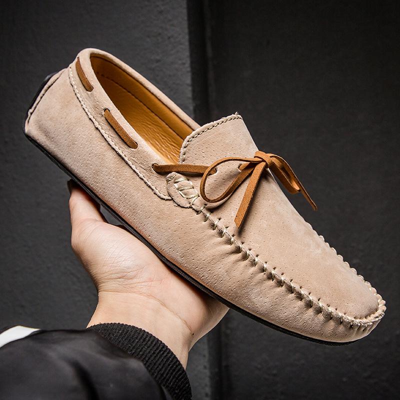 Fashion Suede Leather Men's Loafers Handmade Man Casual Shoes Breathable Driving Walking Shoes Leisure Walk Moccasins New Slip on Flats