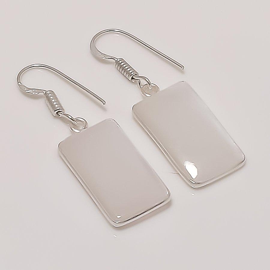 Naturalny Selenit Kamień Szlachetny Ręcznie robiony Kolczyk ze Srebra Próby 925 1,58" AE-11594