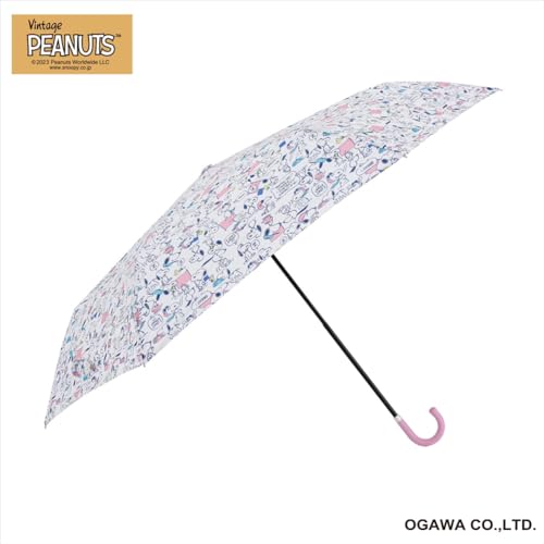 Ogawa Folding Umbrella, Manual Open, 55cm, 6 Ribs, Peanuts Vintage Snoopy Design, Water-Repellent, 90600