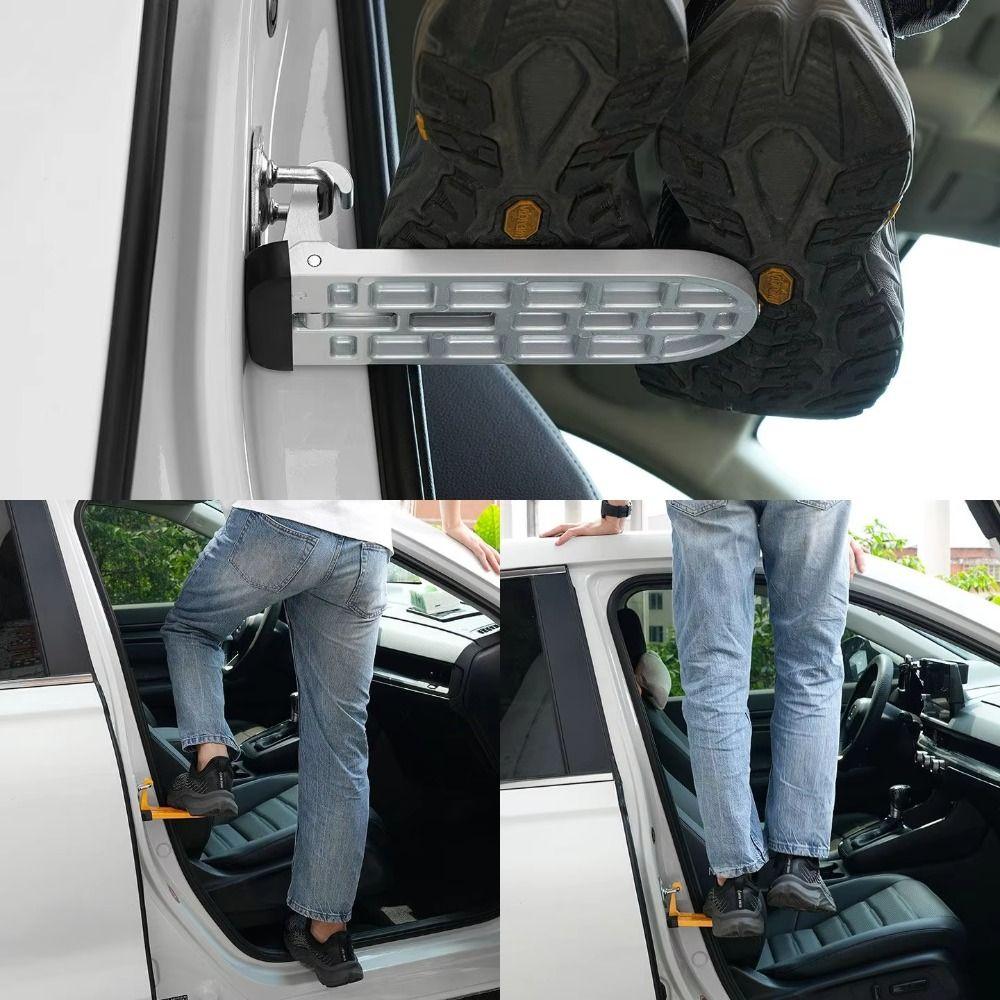 Foldable Car Door Step Aluminum Zinc Zinc Alloy Lock Hook Foot Pedal Car Roof Rack Step Vehicle Climbing