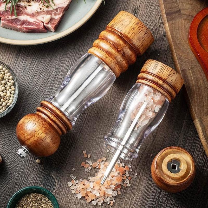 Manual Wood Peppers Grinder Adjustable Coarseness Peppers Mill Refillable Manual Salt Grinder Kitchen Tool Easy to Use