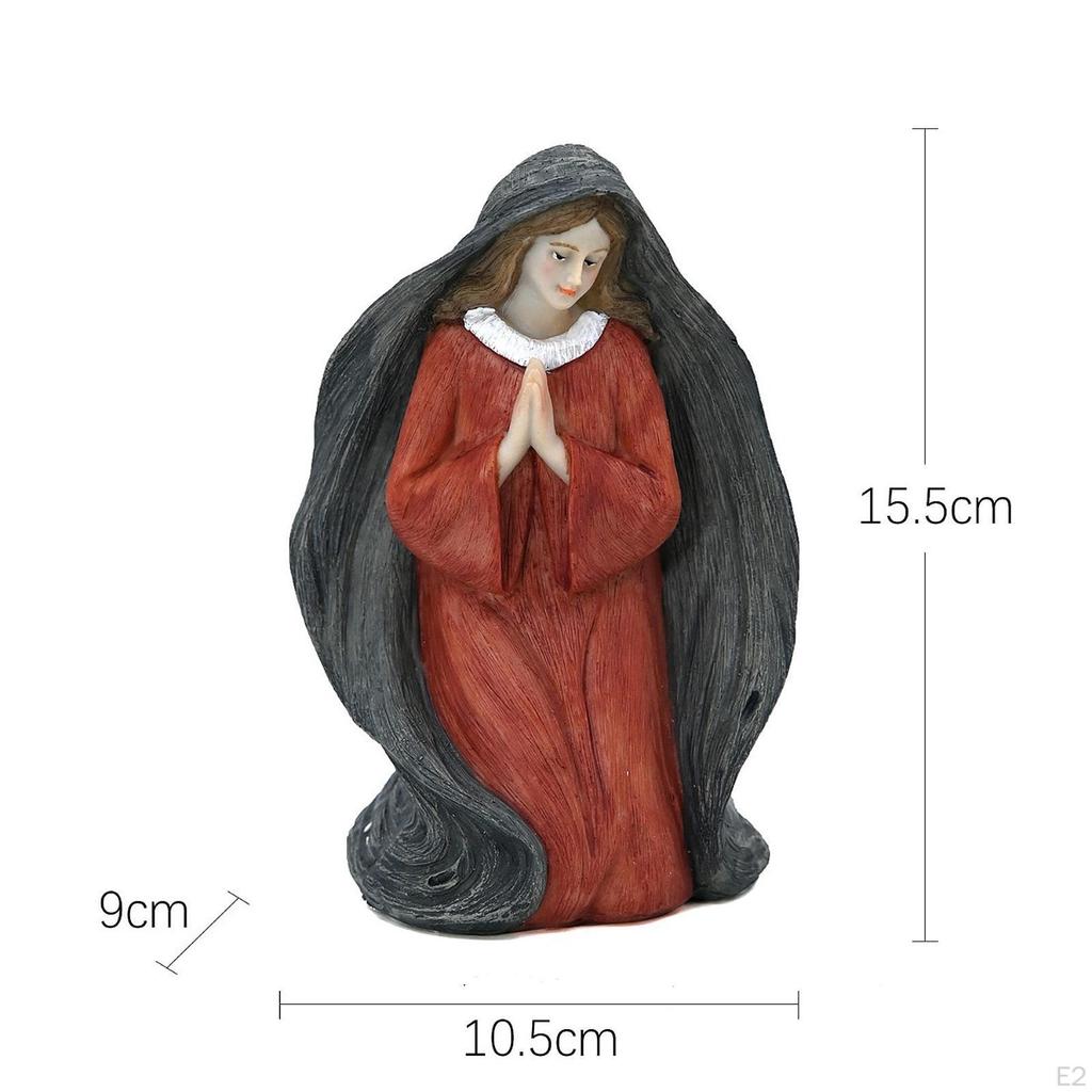 Mary Figurine Resin Sculpture Handmade Creative Home Decor Nun Religious for Cabinet