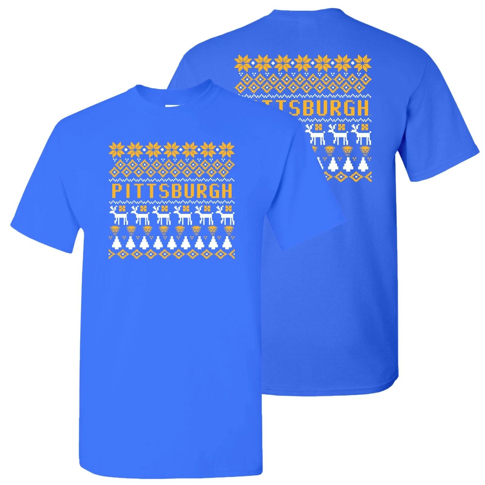 Pittsburgh Panthers Holiday Sweater T-Shirt - Royal 3XL