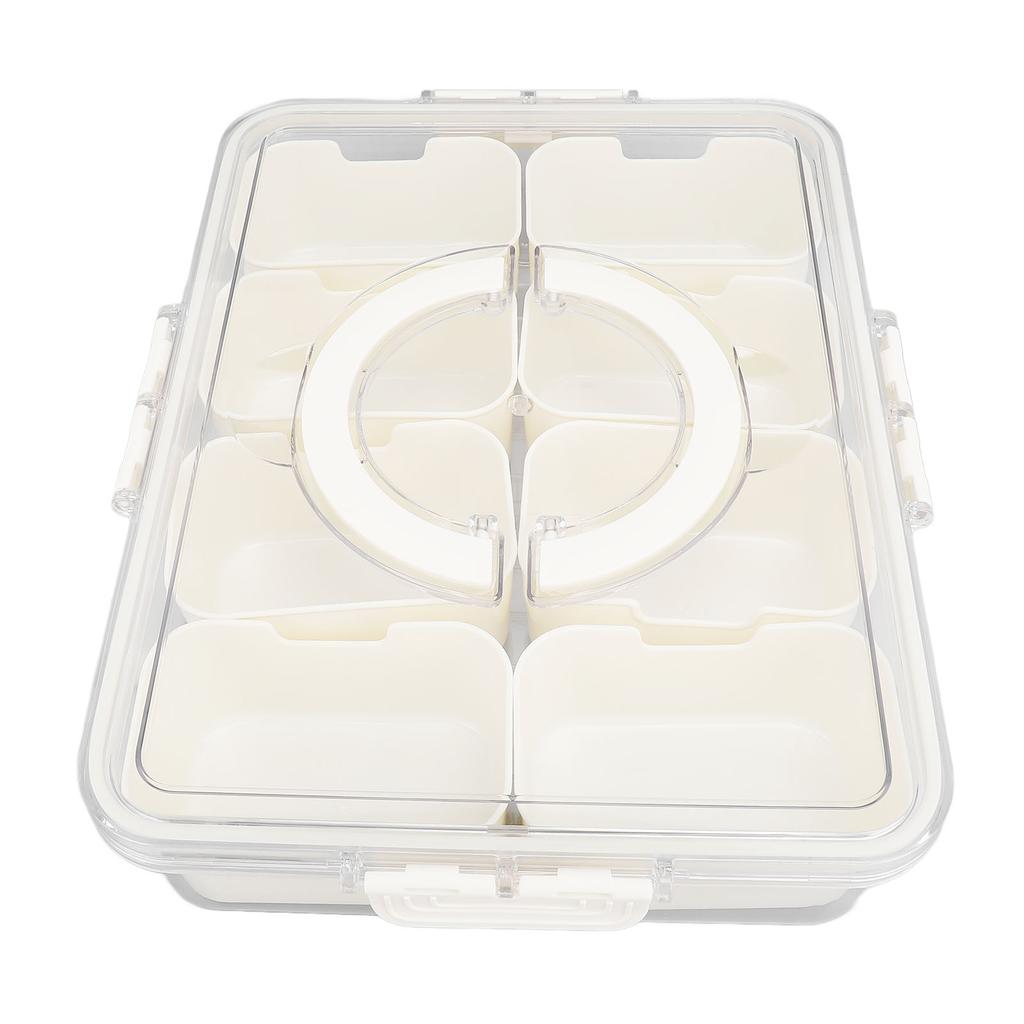 Divided Serving Box with Transparent Lid Removable Handle Snap Lock Portable Snack Platter for