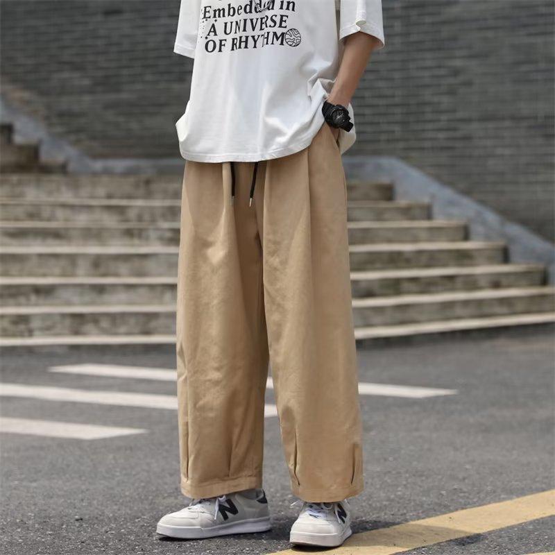 Cafébraune gerade geschnittene Herren-Freizeithose lockere Passform Vintage amerikanische Arbeitskleidung Hose einfarbig Weitbein vielseitig lange Hose