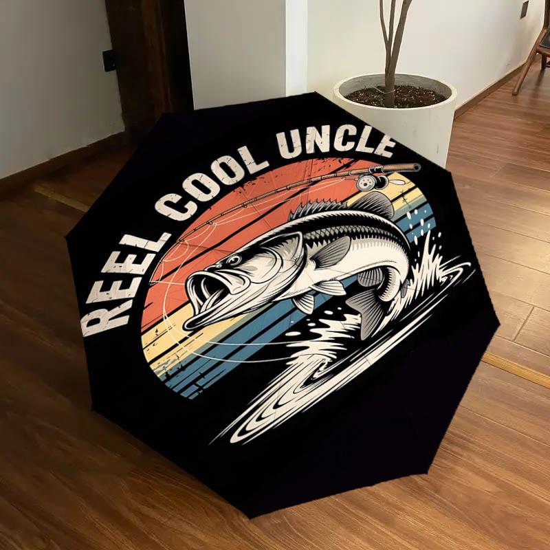 

Reel Cool Uncle Fishing T-Shirt with Automatic Opening Umbrella Design - Portable Folding Umbrella, 8-Bone Iron Frame, Outdoor, Ideal Gift f
