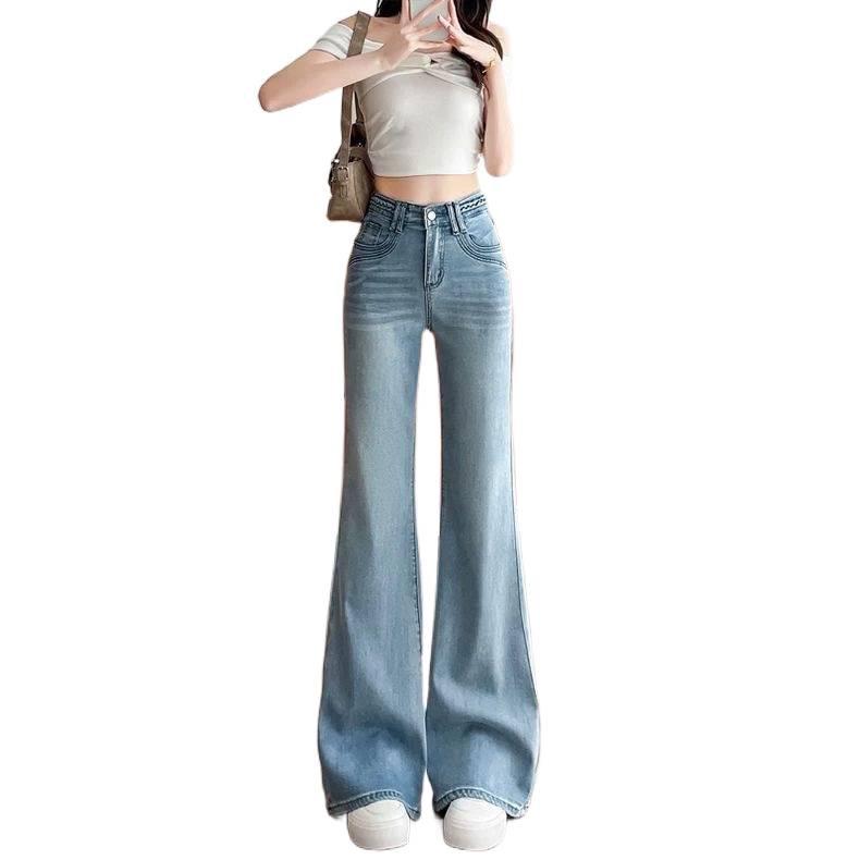 Women's Light Tencel Micro-Flare High-Waisted Cropped Jeans, Summer 2026 Slim Bell Bottoms