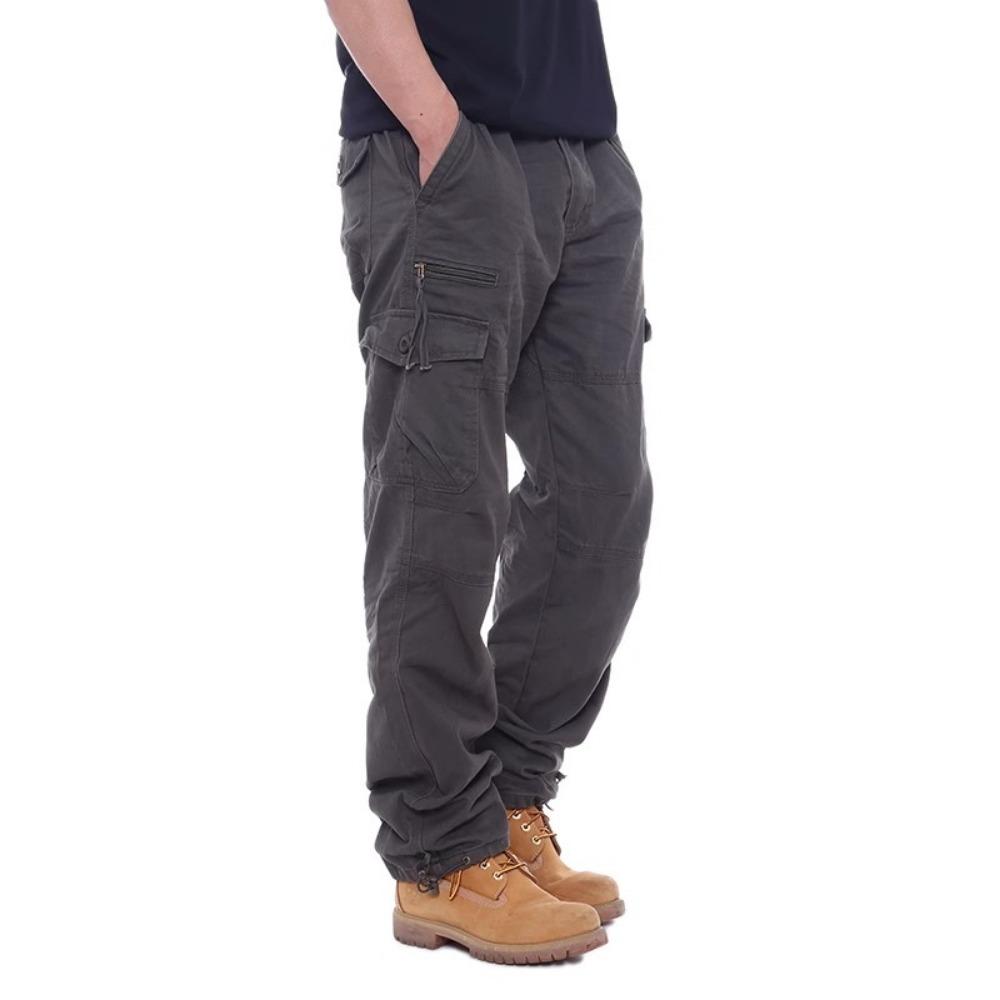 2025 Cargo Pants Men 100% Cotton Multiple Pockets Elastic Waist Casual Trousers Outdoor Hiking Climbing Mountains Men's Pants