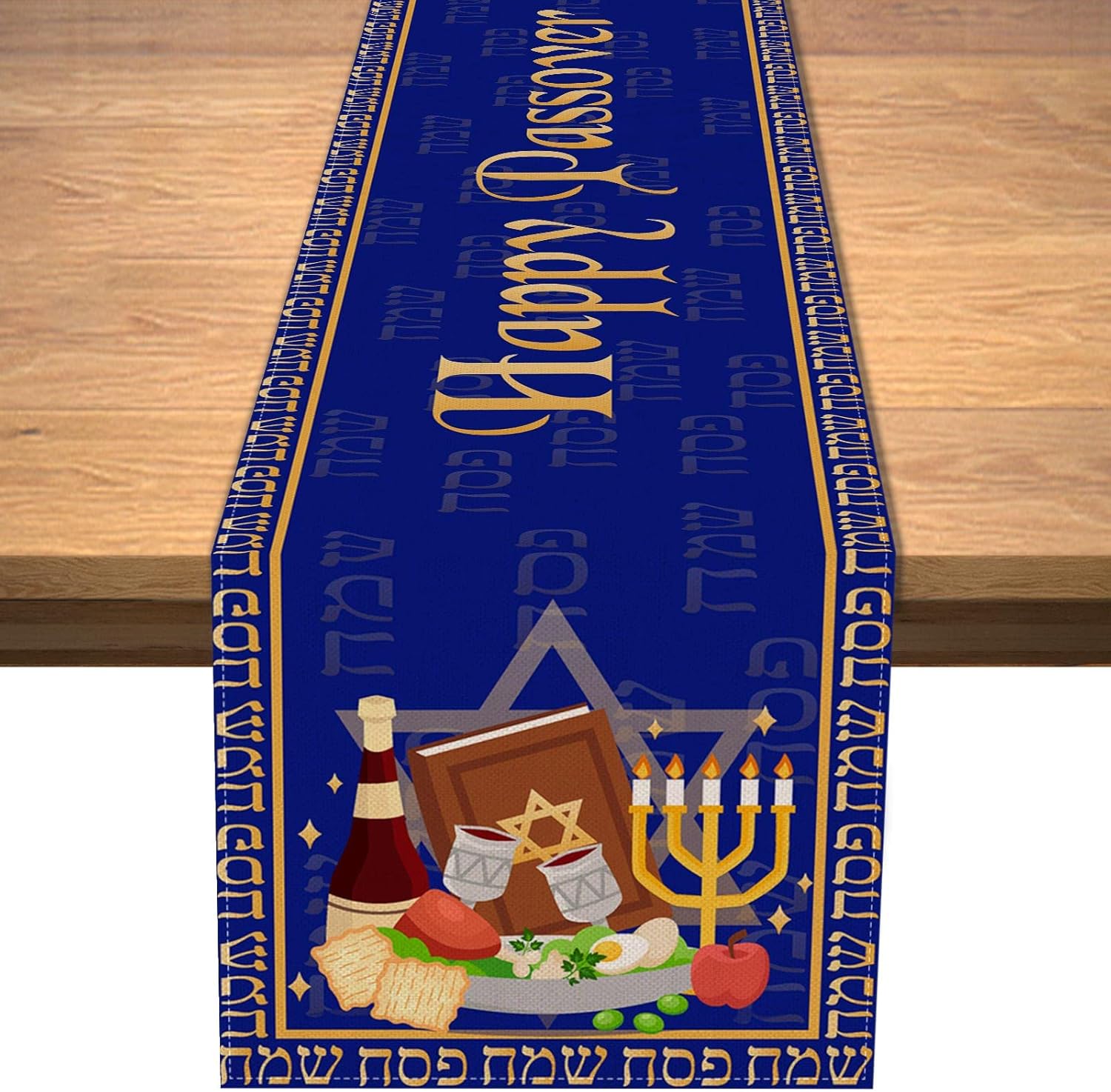 Vrolijk Pesach Linnen Tafelkleed Pesach Decoraties Joods Pesach Sederbord Davidster Tafelkleden Feestdecor 150x33cm