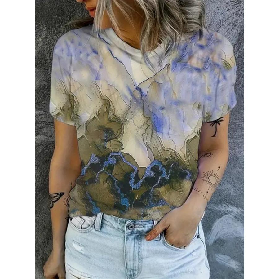 

Women s New Casual Color-Block Short Sleeve Loose Lazy Style Top 6XL фіолетовий