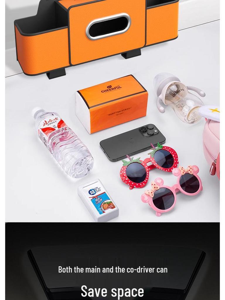 **Multifunctional Car Seat Back Organizer with Tissue Box and Cup Holder Hooks**