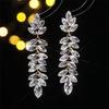 Color Glass Rhinestone Long Earrings Women Luxury Earrings Pair