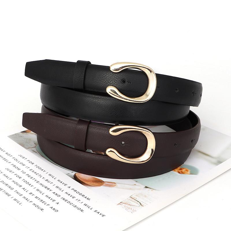Metal C Shaped Buckle Decoration Women Slim Waist Belt For Daily Casual Wear