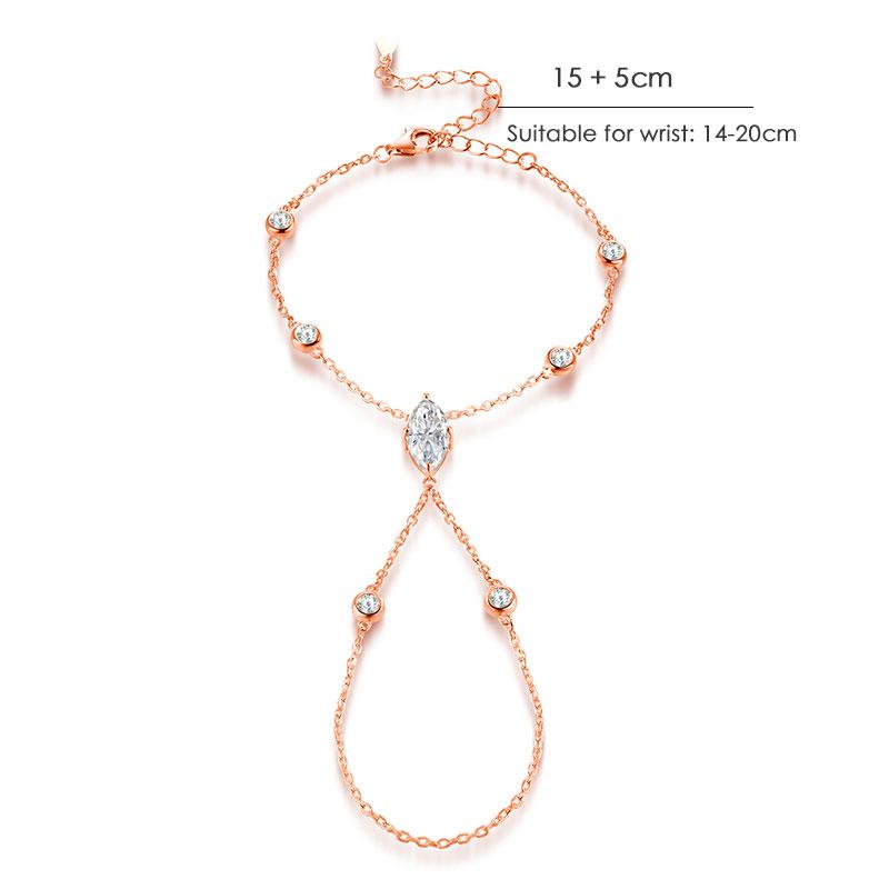 

KNOBSPIN D VVS1 Moissanite Finger Bracelets for Women Bohemia Rhombus Marquise Cut Bracelet Hand Jewelry s925 Silver Thin Chain All moissanite розового золота
